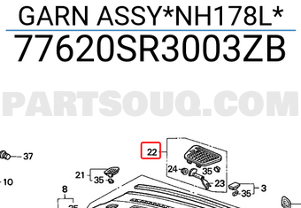 Honda 77620SR3003ZB GARN ASSY*NH178L*