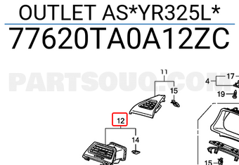 Honda 77620TA0A12ZC OUTLET AS*YR325L*