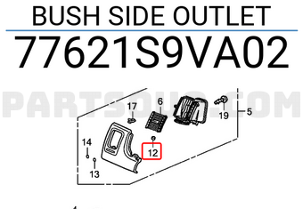Honda 77621S9VA02 BUSH SIDE OUTLET