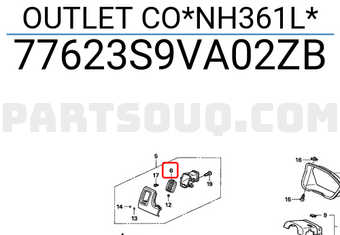 Honda 77623S9VA02ZB OUTLET CO*NH361L*