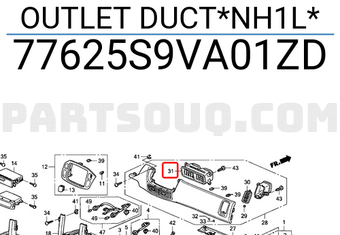 Honda 77625S9VA01ZD OUTLET DUCT*NH1L*