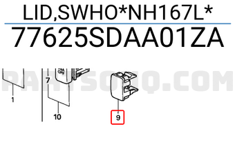Honda 77625SDAA01ZA LID,SWHO*NH167L*