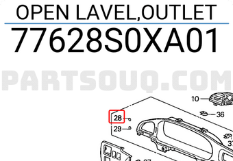 Honda 77628S0XA01 OPEN LAVEL,OUTLET