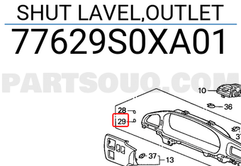 Honda 77629S0XA01 SHUT LAVEL,OUTLET