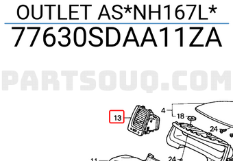 Honda 77630SDAA11ZA OUTLET AS*NH167L*