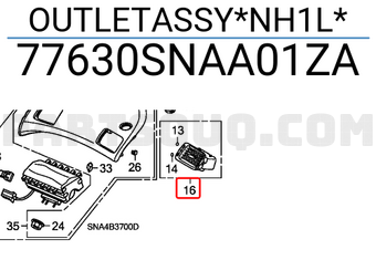 Honda 77630SNAA01ZA OUTLETASSY*NH1L*