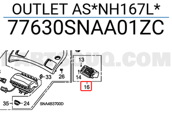 Honda 77630SNAA01ZC OUTLET AS*NH167L*