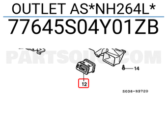 Honda 77645S04Y01ZB OUTLET AS*NH264L*