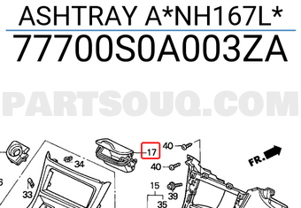 Honda 77700S0A003ZA ASHTRAY A*NH167L*