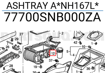 Honda 77700SNB000ZA ASHTRAY A*NH167L*