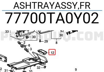 Honda 77700TA0Y02 ASHTRAYASSY,FR