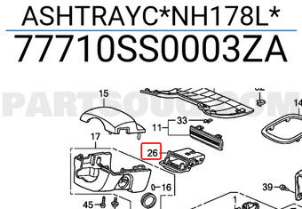 Honda 77710SS0003ZA ASHTRAYC*NH178L*
