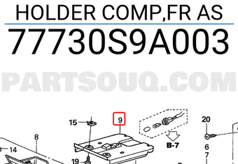 Honda 77730S9A003 HOLDER COMP,FR AS