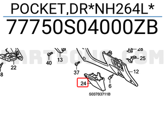 Honda 77750S04000ZB POCKET,DR*NH264L*