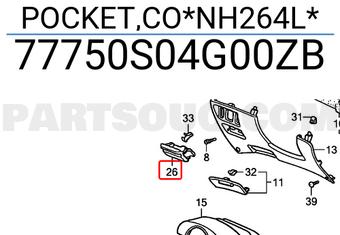 Honda 77750S04G00ZB POCKET,CO*NH264L*