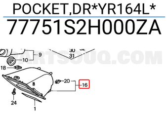 Honda 77751S2H000ZA POCKET,DR*YR164L*