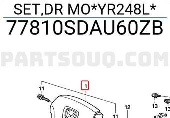 Honda 77810SDAU60ZB SET,DR MO*YR248L*