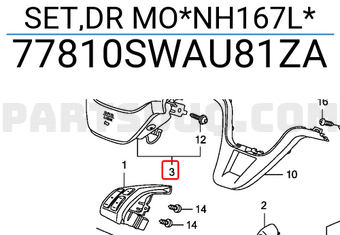 Honda 77810SWAU81ZA SET,DR MO*NH167L*