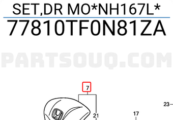 Honda 77810TF0N81ZA SET,DR MO*NH167L*