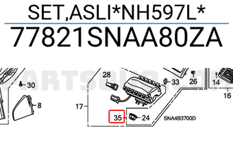 Honda 77821SNAA80ZA SET,ASLI*NH597L*
