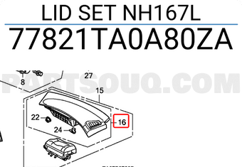 Honda 77821TA0A80ZA LID SET NH167L