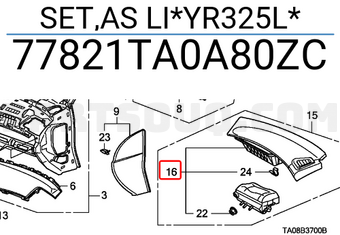 Honda 77821TA0A80ZC SET,AS LI*YR325L*