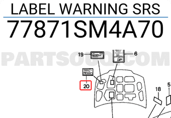 Honda 77871SM4A70 LABEL WARNING SRS