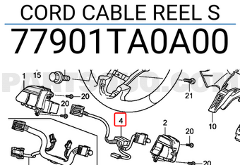 Honda 77901TA0A00 CORD CABLE REEL S