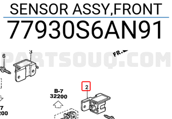 Honda 77930S6AN91 SENSOR ASSY,FRONT