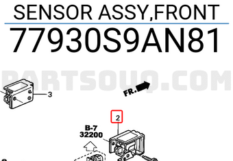 Honda 77930S9AN81 SENSOR ASSY,FRONT