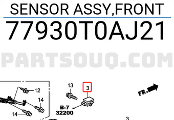 Honda 77930T0AJ21 SENSOR ASSY,FRONT