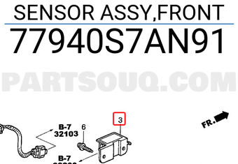 Honda 77940S7AN91 SENSOR ASSY,FRONT