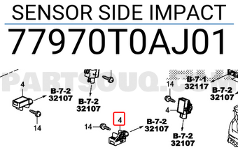 Honda 77970T0AJ01 SENSOR SIDE IMPACT