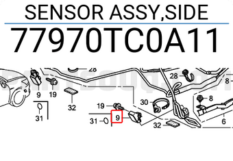 Honda 77970TC0A11 SENSOR ASSY,SIDE
