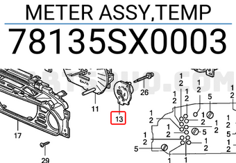 Honda 78135SX0003 METER ASSY,TEMP