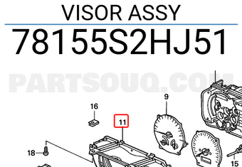 Honda 78155S2HJ51 VISOR ASSY