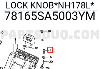Honda 78165SA5003YM LOCK KNOB*NH178L*