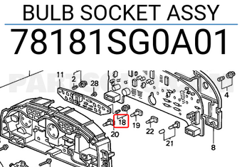 Honda 78181SG0A01 BULB SOCKET ASSY