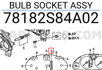 Honda 78182S84A02 BULB SOCKET ASSY