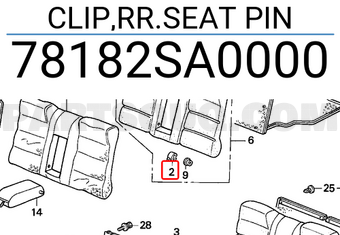 Honda 78182SA0000 CLIP,RR.SEAT PIN