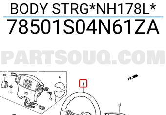 Honda 78501S04N61ZA BODY STRG*NH178L*