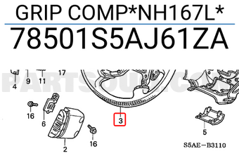 Honda 78501S5AJ61ZA GRIP COMP*NH167L*