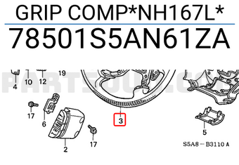 Honda 78501S5AN61ZA GRIP COMP*NH167L*