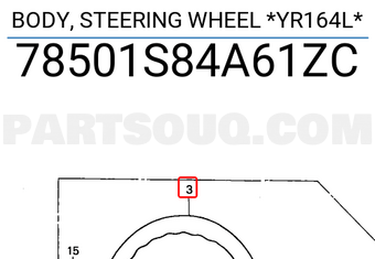 Honda 78501S84A61ZC BODY, STEERING WHEEL *YR164L*
