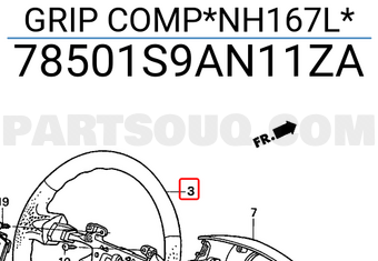 Honda 78501S9AN11ZA GRIP COMP*NH167L*