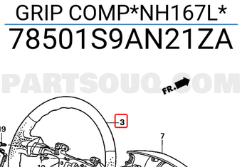 Honda 78501S9AN21ZA GRIP COMP*NH167L*
