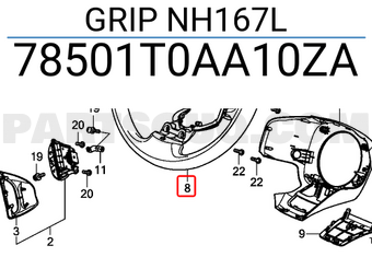 Honda 78501T0AA10ZA GRIP NH167L