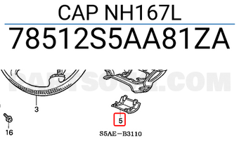 Honda 78512S5AA81ZA CAP NH167L