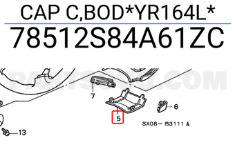 Honda 78512S84A61ZC CAP C,BOD*YR164L*