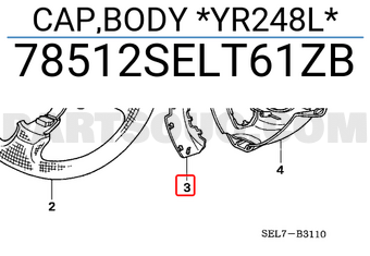 Honda 78512SELT61ZB CAP,BODY *YR248L*